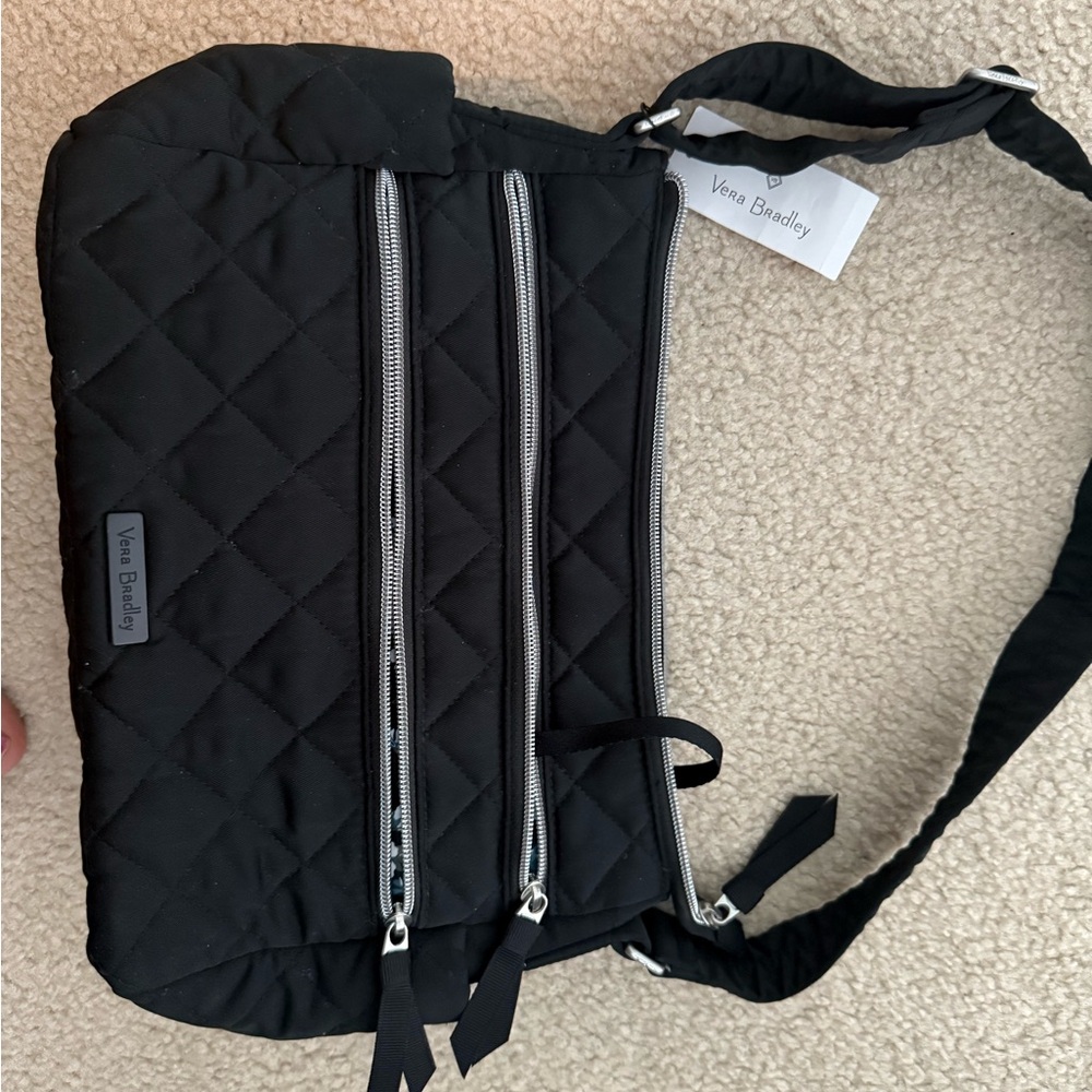 Vera Bradley Black Quilted Shoulder Bag with Adjustable Strap